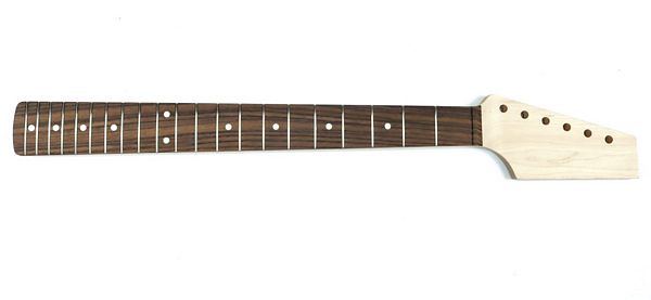 Rock Maple Guitar Neck, Rosewood Fingerboard, 21 Fret Strat - Sanded, shaped, inlaid, fretted