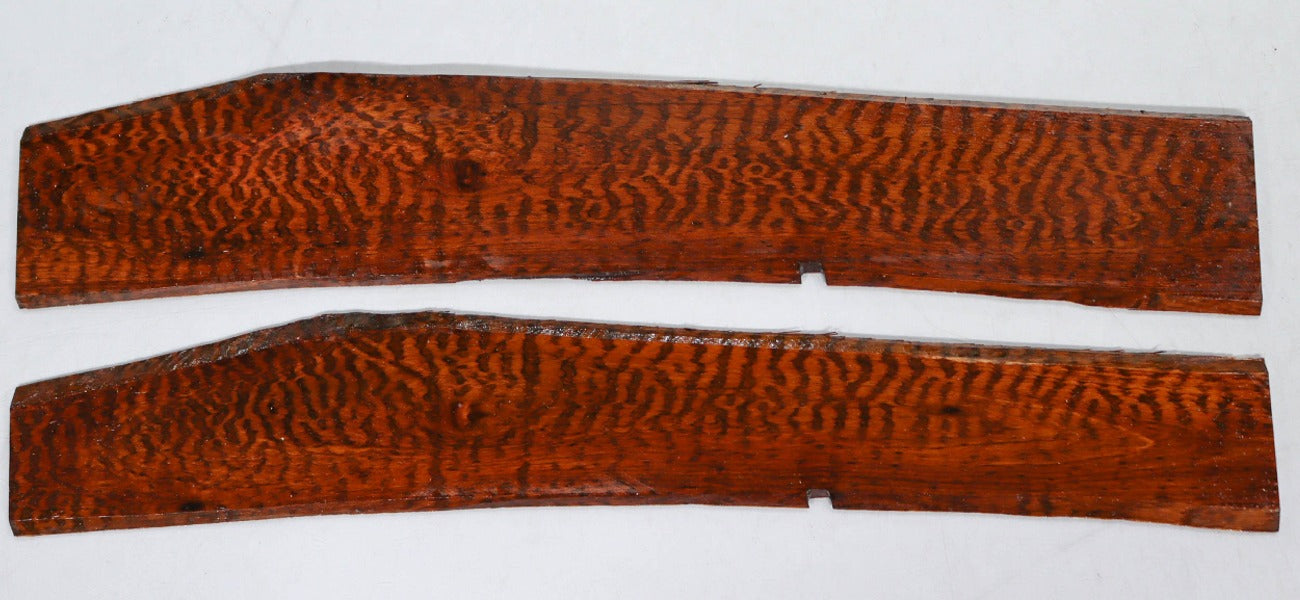 2 Snakewood pieces, each 0.2" x 3.3" x 18.6" (HIGHLY FIGURED) - Stock# 2-4487