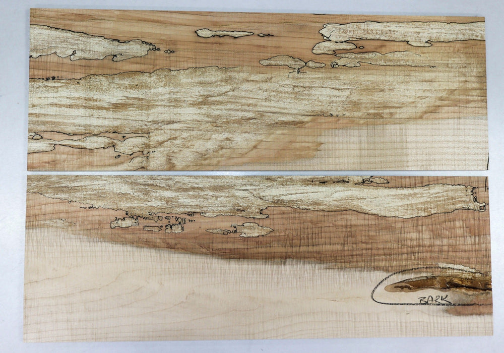 2 Spalted Maple pieces, 0.28" x 7.7" x 22.5" each - Stock# 2-9413
