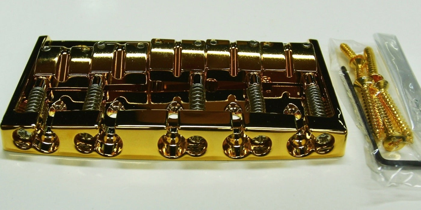 Gotoh 404BO-5 Hardtail Bridge for Bass Guitar, Gold