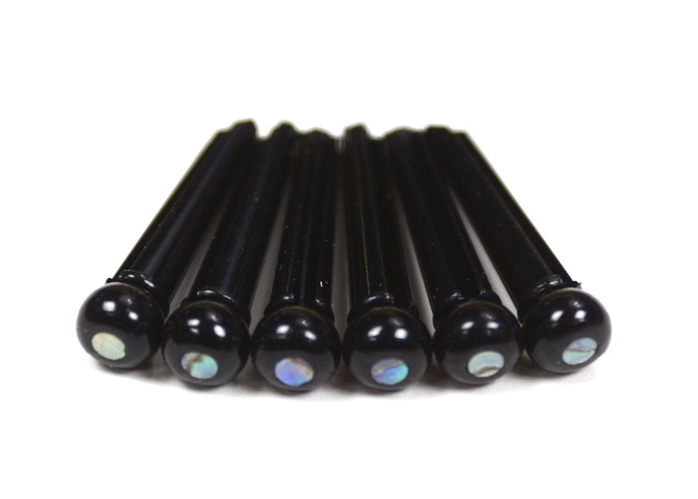 6 Black Bridge Pins with 3mm Abalone dots (slotted)