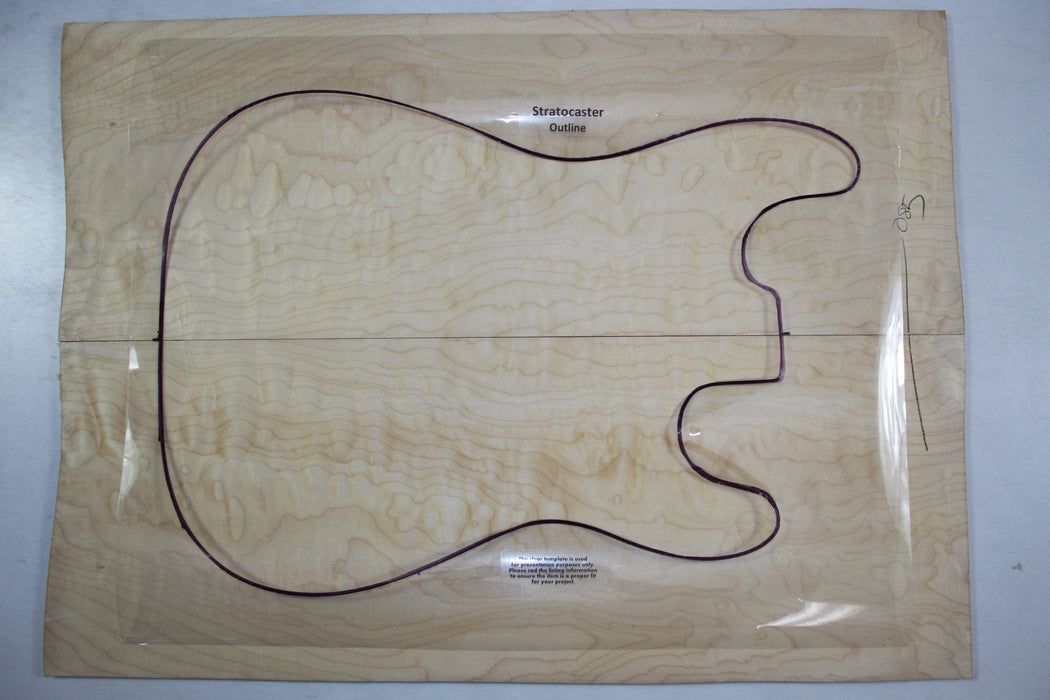 Maple Quilt Guitar set, 0.21" thick (3A Figured) - Stock# 3-0085