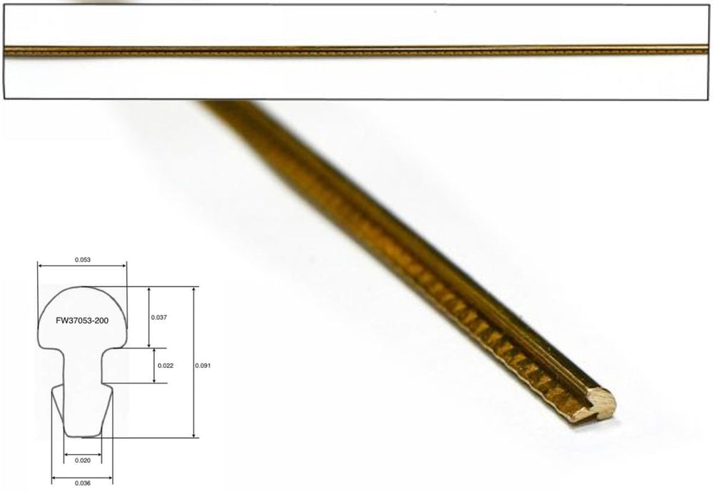 EVO Gold Fretwire - 600mm long, Crown: .053" x .037" (1.35 x .94 mm) .020" tang