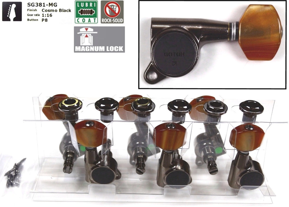 Gotoh SG381-CK-P8-MG Machine Heads for Electric and Acoustic Guitar (6 LEFT inline)