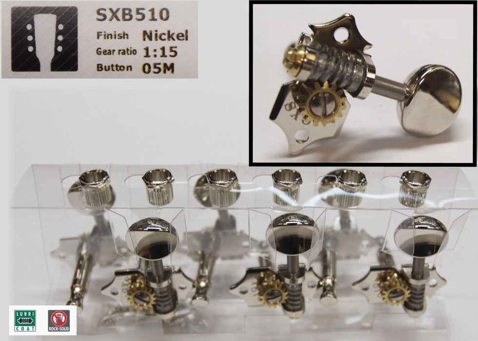 Gotoh SXB510-N-05M Machine Heads for Electric and Acoustic Guitar (3L + 3R)