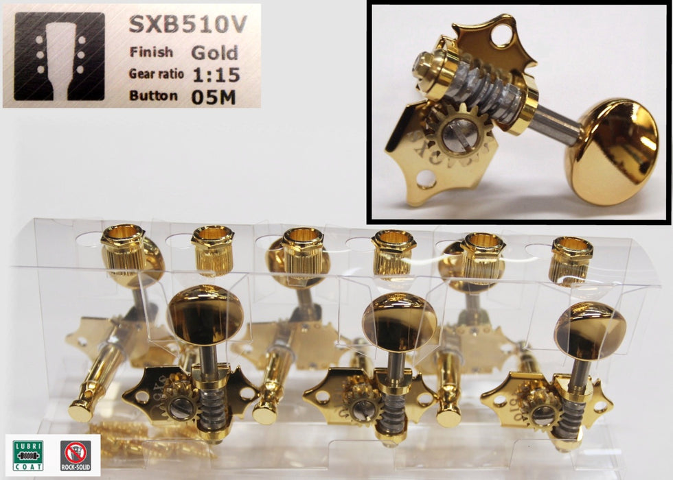 Gotoh SXB510V-G-05M Machine Heads for Electric and Acoustic Guitar (3L + 3R)