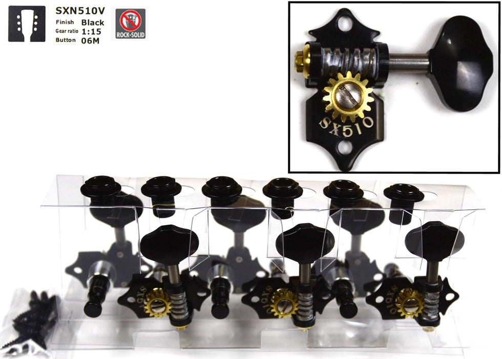 Gotoh SXN510V-B-06M Tuner set for Electric and Acoustic Guitar (3L + 3R)