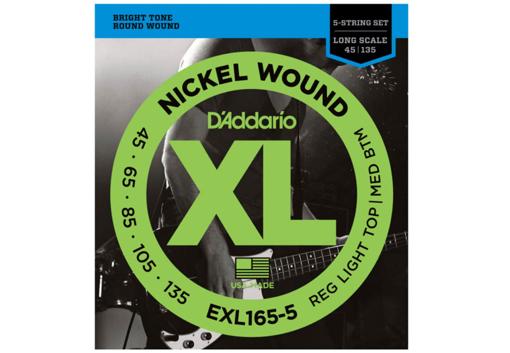 D'Addario EXL165-5 Nickel Wound Bass, Custom Light, 45-135, Long Scale